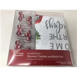 Holiday Trucks Shower Curtain and Hook Set