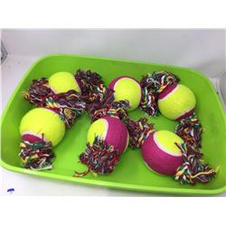 Lot of Dog Tennis Ball Rope Toy (6ct)