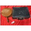 Image 1 : Small 1940's black suitcase and a makeup bag