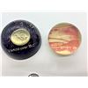 Image 2 : Two vintage paperweights 1967 silver 50 cent and early lions gate bridge