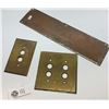 Image 1 : Heavy copper doorpush plate plus two vintage lightswitch covers
