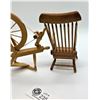 Image 3 : Two vintage dollhouse items  chair and spinning wheel
