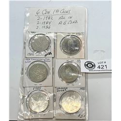 6 canadian 1 dollar coins