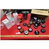 Image 1 : Box of vintage hockey pucks glasses and mugs