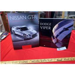 Two hardcover books dodge viper and nissan gt-r