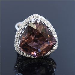 23.46ct Bi-Color Tourmaline 14K White Gold Ring