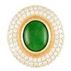 Image 1 : GIA 3.07ct Type A Imperial Jadeite Jade 18K Rose / Yellow Gold Ring