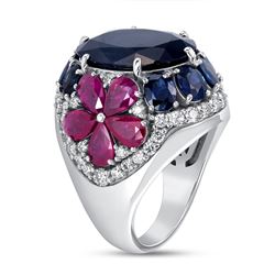 GIA Certified Natural Burma Blue Sapphire with Burma Ruby and Celyon Sapphire