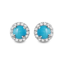 0.87ct Turquoise 14 K White Gold Earrings