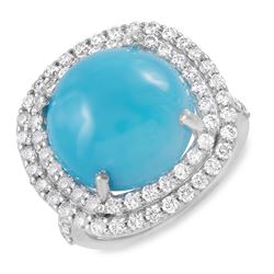 9.7ct Turquoise 14 K White  Gold Ring