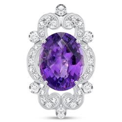 10.65ct Oval Purple Amethyst & Diamond Ring