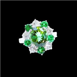 3.91ct Green Tourmaline 14K White Gold Ring