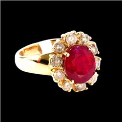 3CT Natural BURMA RUBY 14K R/G RING