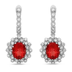 4.29ct Ruby 14 K White Gold Earrings