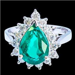 3.16ct Emerald 14K White Gold Ring