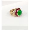 Image 3 : GIA 3.57ct Type A Imperial Jadeite Jade 18K Yellow Gold Ring