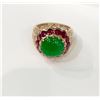 Image 4 : GIA 3.57ct Type A Imperial Jadeite Jade 18K Yellow Gold Ring
