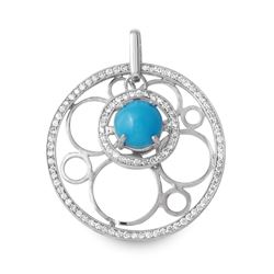 2.82ct Turquoise 14 K White Gold Pendant