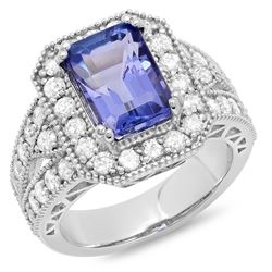4.24ct Tanzanite 14 K White Gold Ring