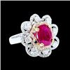Image 2 : GIA 4.04CT NATURAL BURMA RUBY(NO LEAD FILLING) 14K WHITE GOLD RING