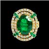 Image 1 : GIA 6.58ct COLOMBIAN EMERALD 18K YELLOW GOLD RING