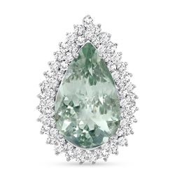10.52ct Pear Green Amethyst & Diamond Ring