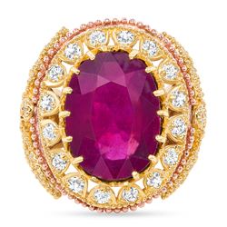 13.9ct Oval Ruby & Diamond Ring