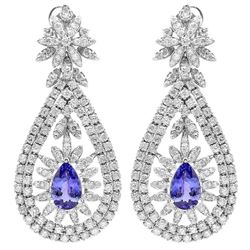 5.38ct Tanzanite 14 K White Gold Earrings