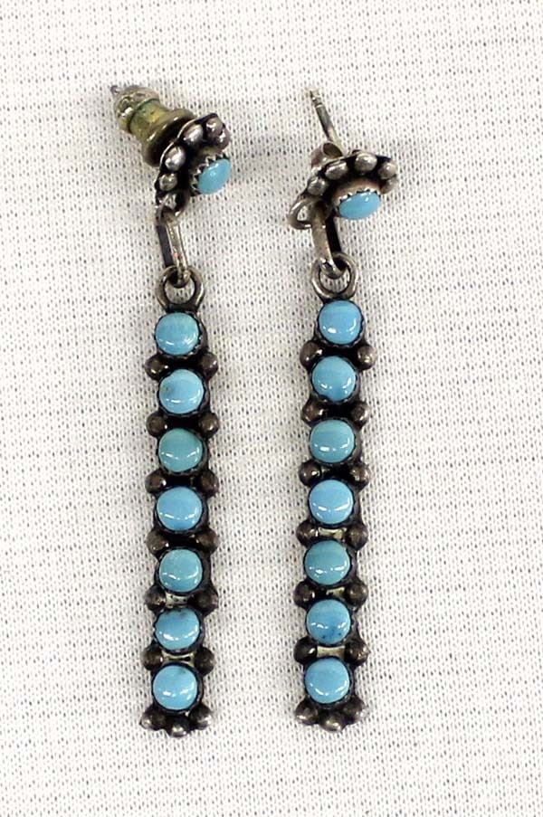Vintage Zuni Sterling Turquoise Dangle Earrings