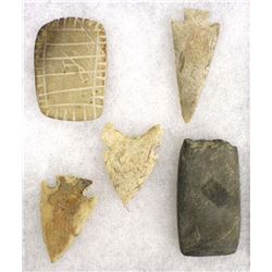 5 Prehistoric Native American Stone Artifacts