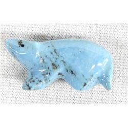 Zuni Carved Turquoise Wolf Fetish, Virginia Quam