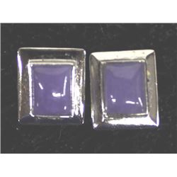 Purple Jade and Sterling Silver Earrings