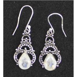 Sterling Silver and Faceted Moonstone Earrings