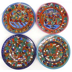 4 Mexican Guerrero Pottery Plates