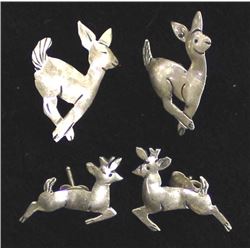 2 Pair of Sterling Silver Deer Earrings