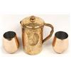 Image 1 : Hand Hammered Copper Pitcher & 2 Copper Tumblers