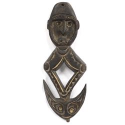 Antique Papua New Guinea Carved Wood Sacred House Food Hook