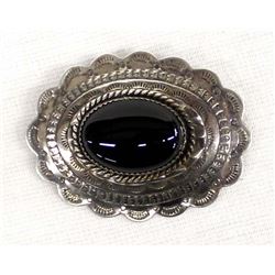 Navajo Sterling Onyx Concho Pin
