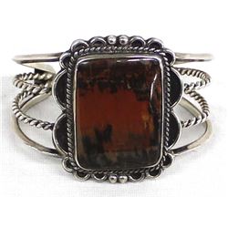 Vintage Navajo Sterling & Petrified Wood Bracelet