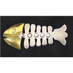 Taxco Sterling & Brass Fish Pin