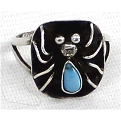 Navajo Sterling Turquoise Spider Ring, Size 8