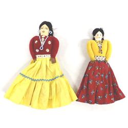 2 Vintage Native American Navajo Cloth Dolls