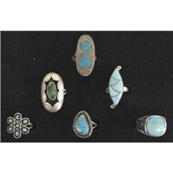 6 Navajo & Zuni Sterling Rings Plus