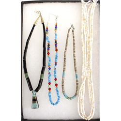 4 Santo Domingo & Navajo Necklaces