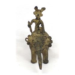 Vintage East India Dokra Brass Elephant & Rider