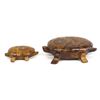Image 1 : 2 Hand Carved Turtle Lidded Trinket Boxes
