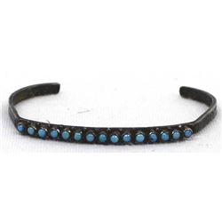 Zuni Old Pawn Sterling Turquoise Cuff Bracelet