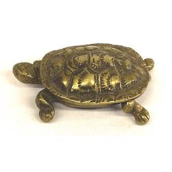 Vintage English Brass Turtle Lidded Trinket Box