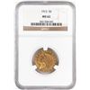 Image 1 : 1913 $5 Indian Head Half Eagle Gold Coin NGC MS62