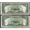 Image 2 : Lot of (2) 1934C $5 Federal Reserve STAR Notes Chicago